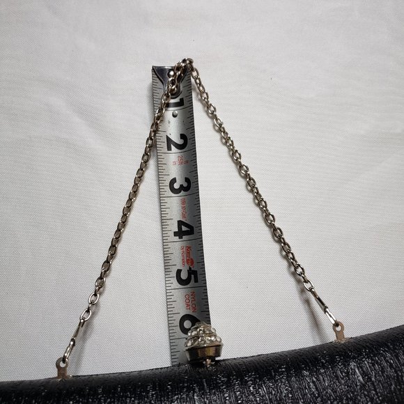 Kate Landry Black Textured Barrel Evening Mini Hand Bag Clutch Purse Chain - Picture 10 of 12